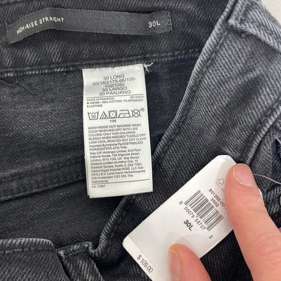 Banana Republic NWT Jeans High Rise Straight Faded Black Denim Size 30 - Picture 8 of 12